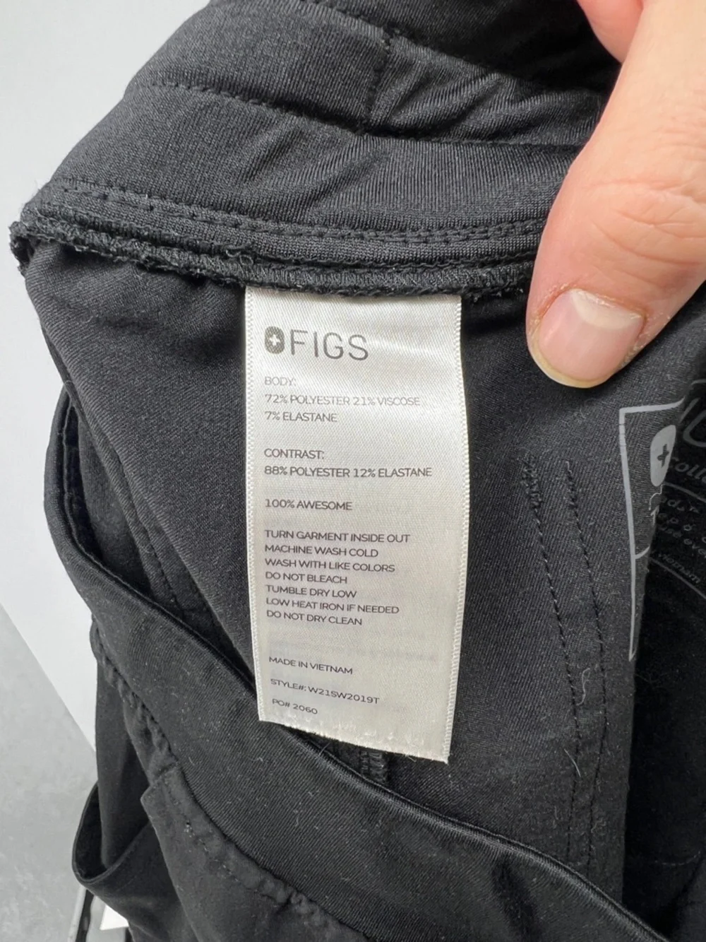 Figs Black Jogger Pants with Light Gray Drawstring